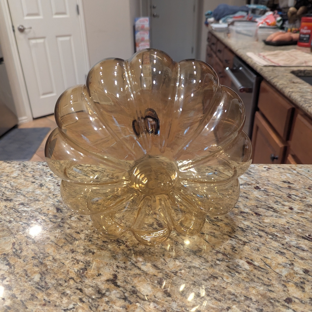 VTG Smith & Hawken Hand Blown Hollow Amber Art Glass Pumpkin Stem Chimney 10.5" - Picture 6 of 11